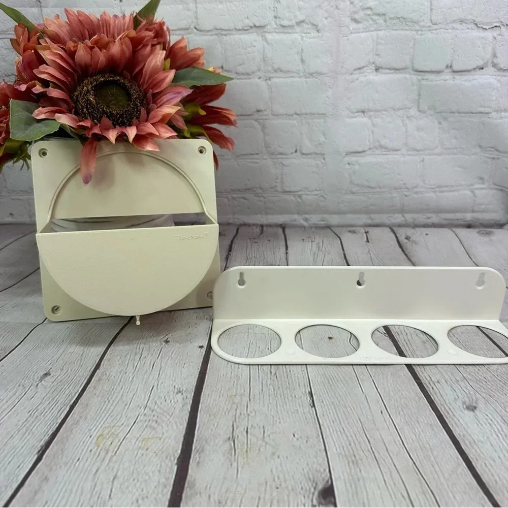 vintage set of tupperware organizers almond